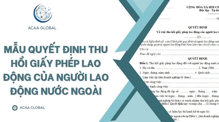 Mẫu quyết định thu hồi giấy ph&eacute;p lao động của người lao động nước ngo&agrave;i